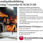 Brandskyddsföreningen arrangerar brandskyddsutbildning 7 nov 2012
